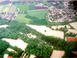 Überschwemmungsgebiet von Gerolfing beim Hochwasser 1910