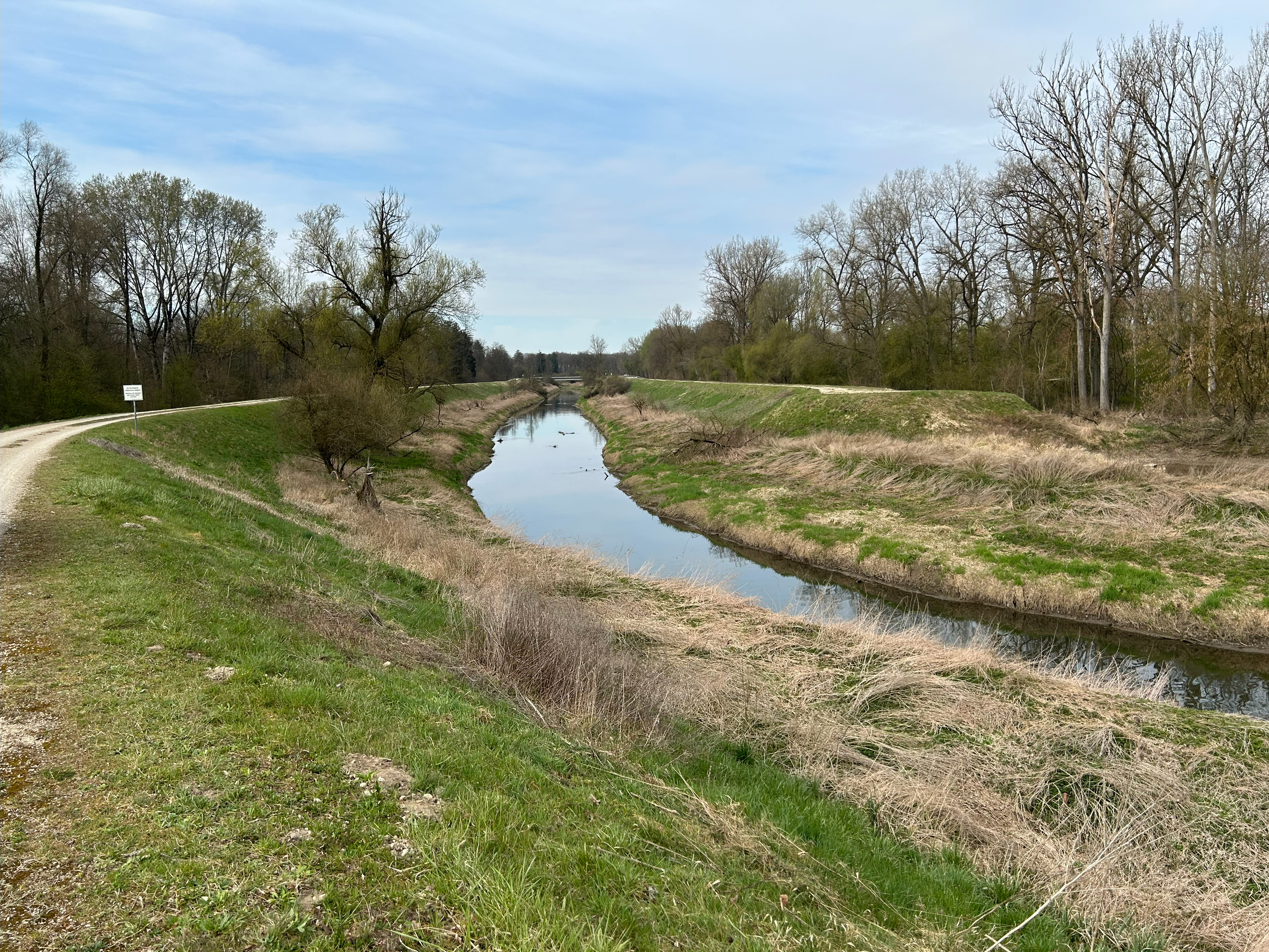 Hochwasserdeich im Mündungsbereich der Kleinen Donau mit rechtem Donaudeich und Mitteldeich