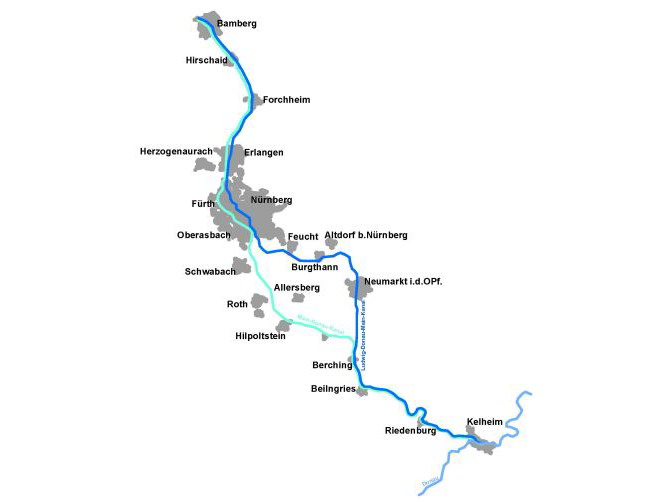 Verlauf des Ludwig-Donau-Main-Kanals Verlauf des Ludwig-Donau-Main-Kanals